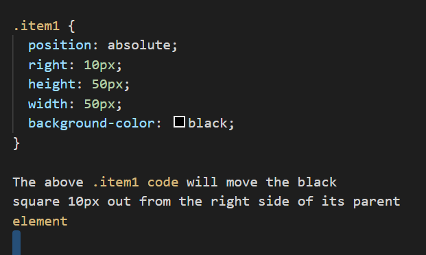 absolute positioning code