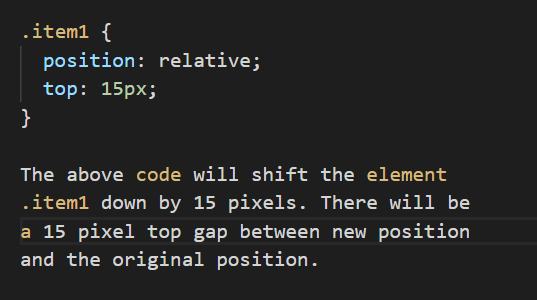 realative positioning code